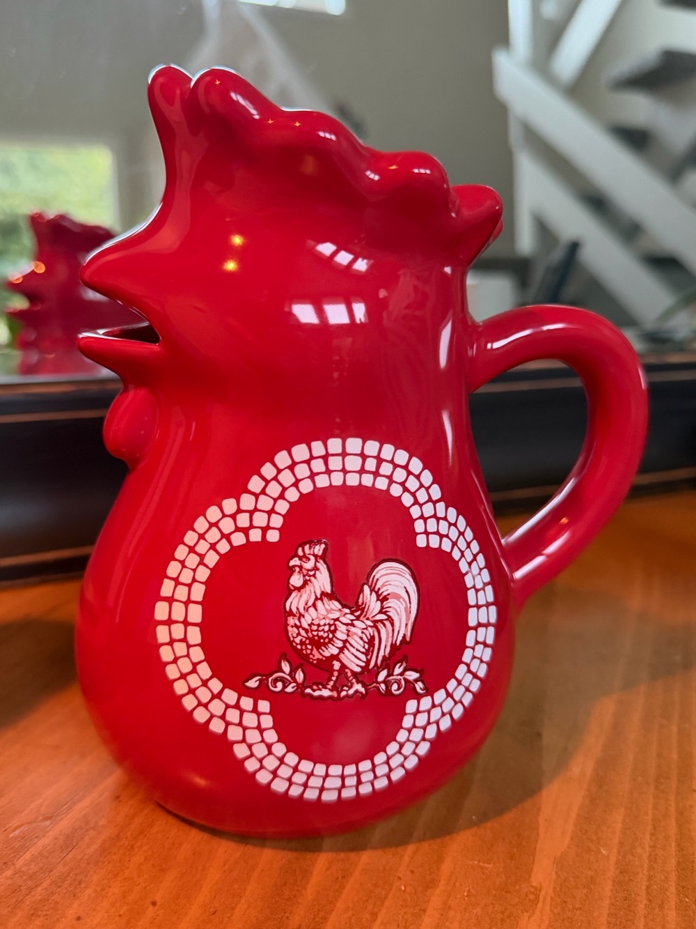 Temptations Bright Red Sassy Ceramic Rooster Pitcher
